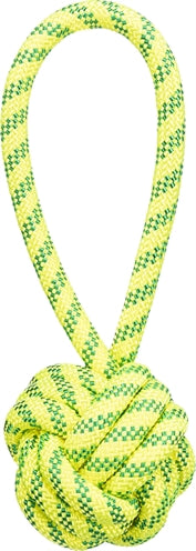 Trixie aquatoy touw met bal drijvend polyester geel groen