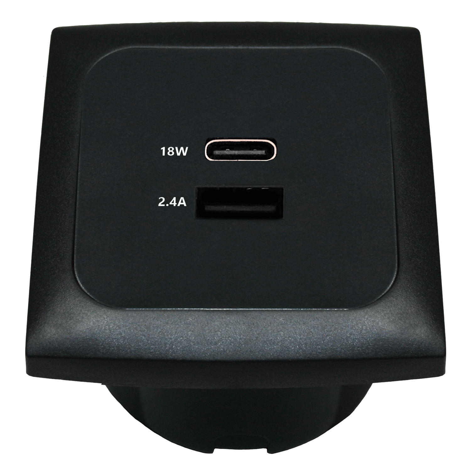 C-line usb laadcontactdoos met usb-a en usb-c met opal afdekraam zwart - zonder verkoopverpakking