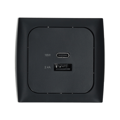 C-line usb laadcontactdoos met usb-a en usb-c met opal afdekraam antraciet - zonder verkoopverpakking