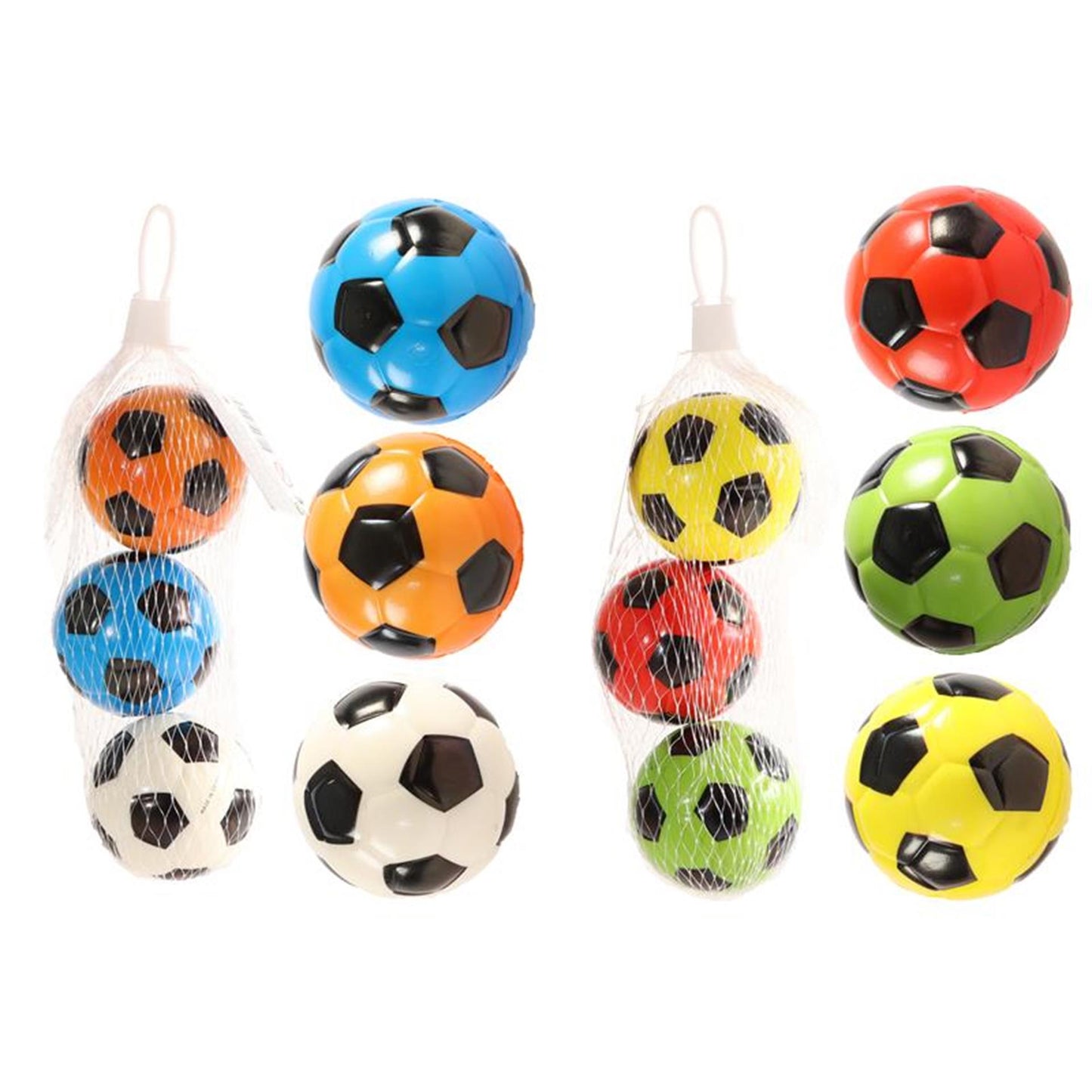 Foam voetballetjes 3 stuks in net ø6cm