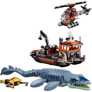 Lego jurassic world mosasaurus bootaanval dinosaurus speelgoed voor kinderen 77983
