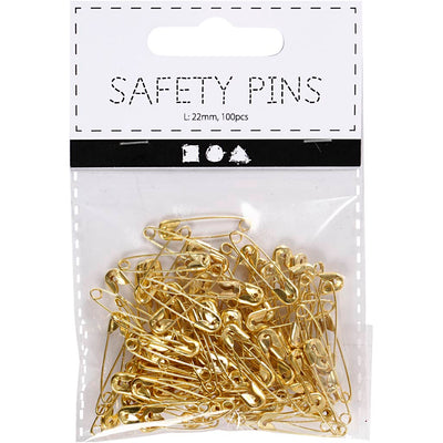 Creativ company veiligheidsspelden l: 22 mm dikte 0 6 mm goud 100stuks