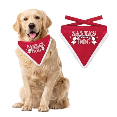 Plenty gifts Kerst bandana santa's favourite dog rood