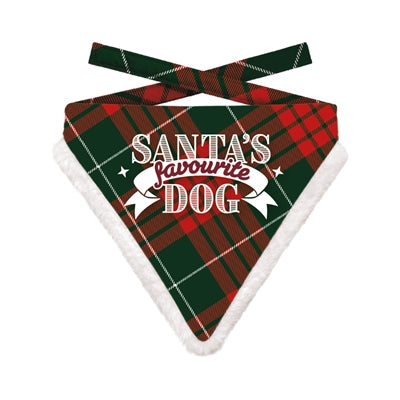 Plenty gifts Kerst bandana santa's favourite dog ruit rood groen