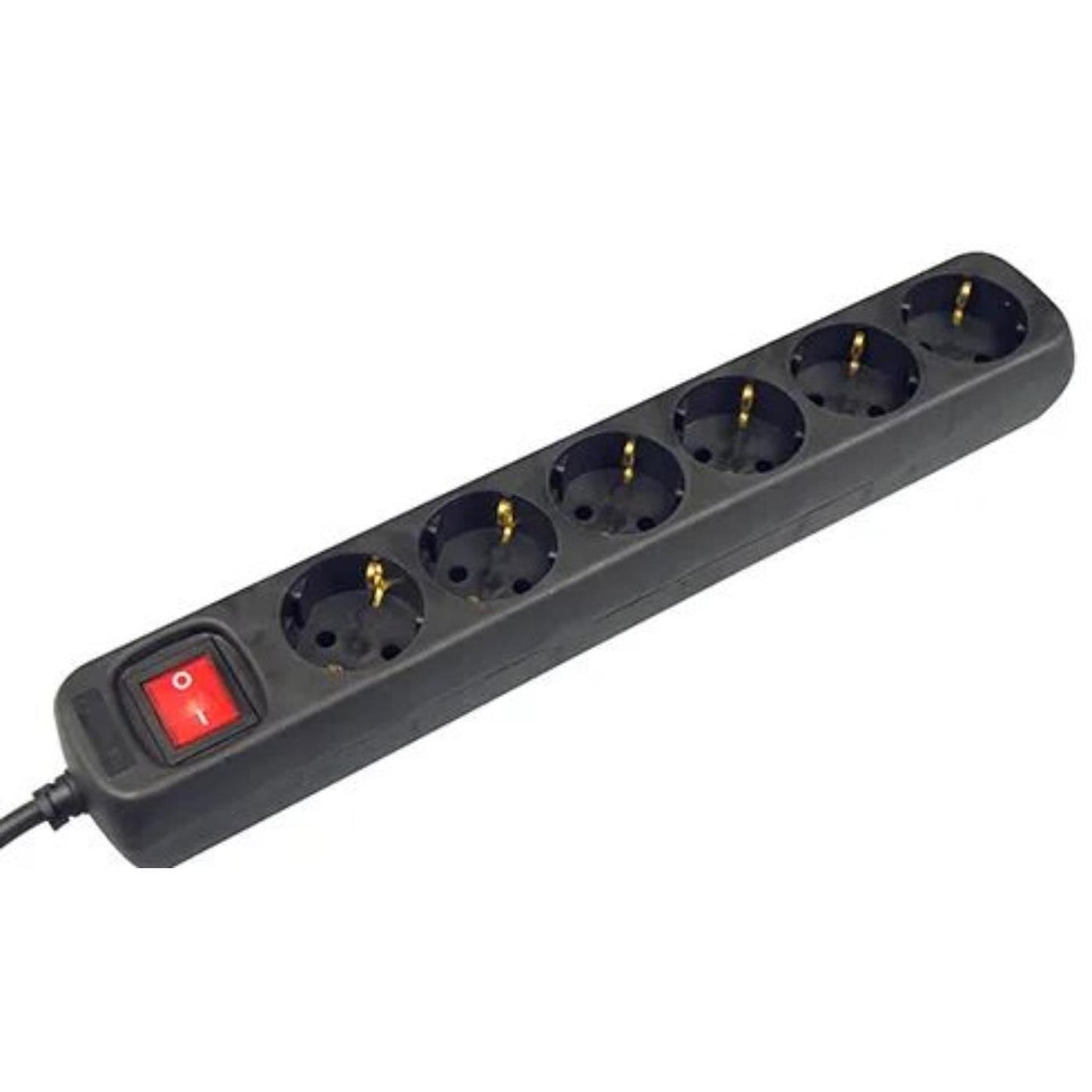 Stekkerdoos met ruimte voor 6 stekkers, snoerlengte 1,5 meter met randaarde 3x1,5mm2 zwart