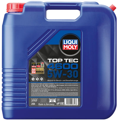 Liqui moly motoröl top tec 4600 motoroil 5w30 20l top tec 4600