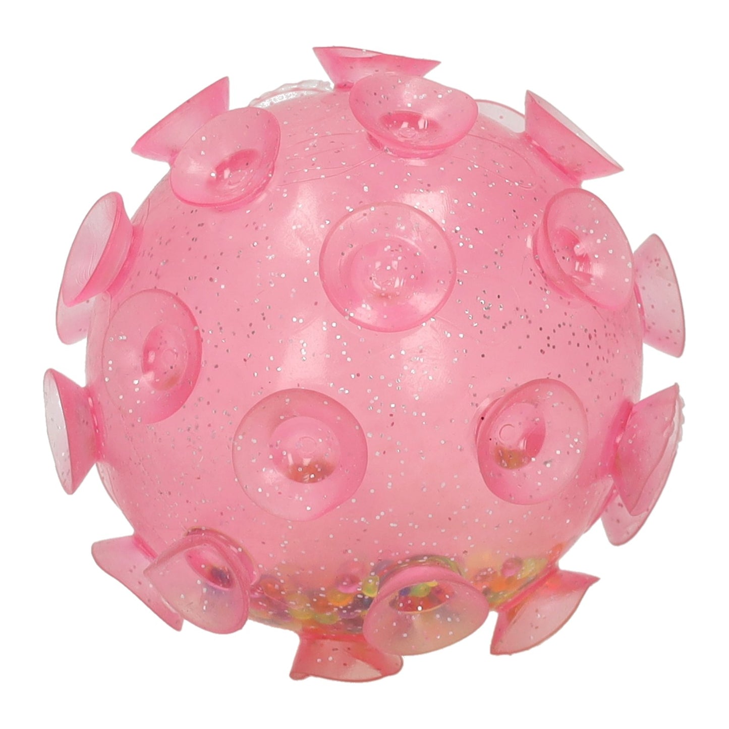 Noppen glitter knijpbal met balletjes - 8cm