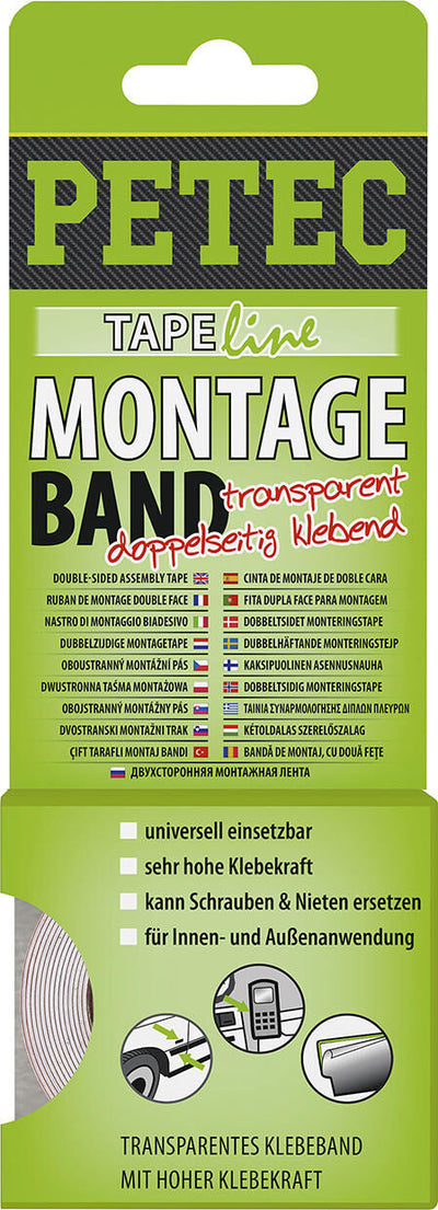 Petec montageband mounting tape 2mx19mm tra