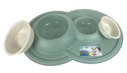 Happy pet Mad about pets voerbak drinkbak volcano dubbel salie groen - afbeelding 2
