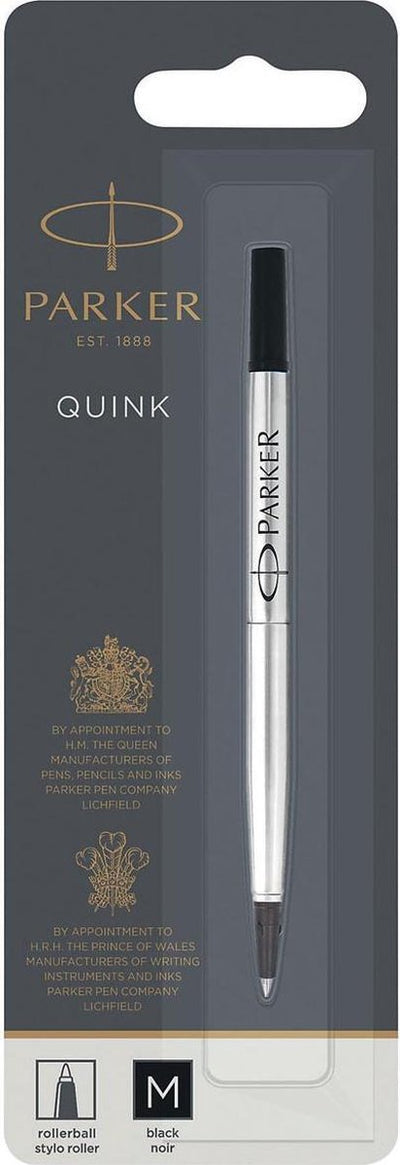 Parker rollerballpen inktvulling | medium punt | zwarte quink inkt | 1 stuks