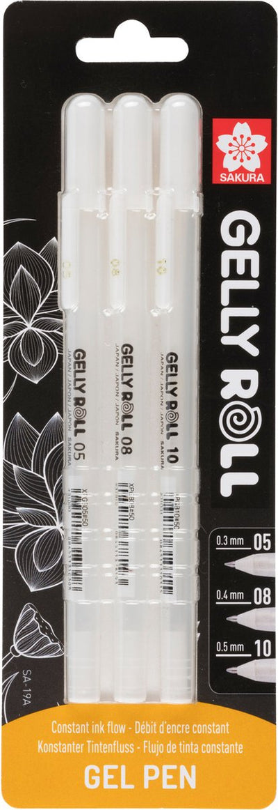 Sakura gelly roll 05, 08, 10 wit, 3 stuks