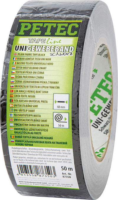 Petec gewebeband uni fabric tape 50m black
