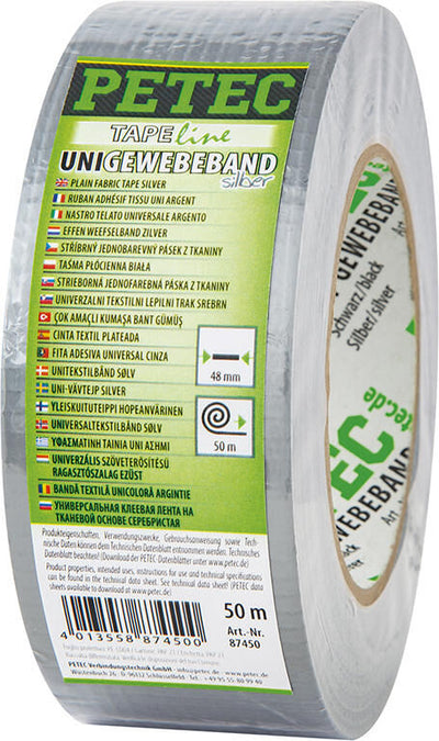 Petec gewebeband uni fabric tape 50m silver
