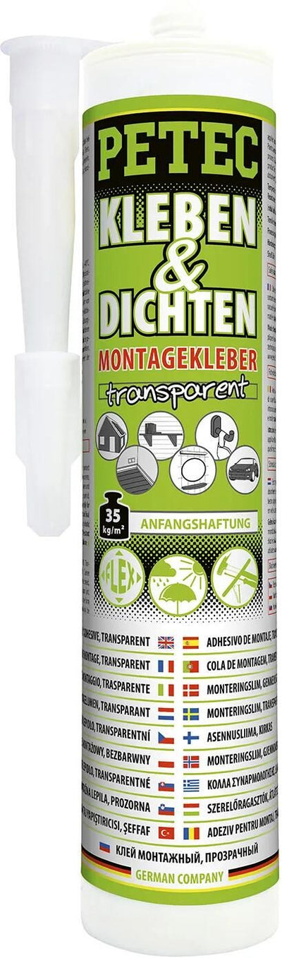 Petec montagelijm kleben dichten assembly adhesive 290ml transparent