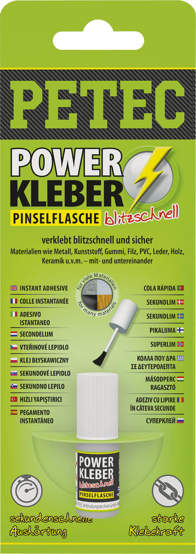 Petec universalklebstoff power kleber blitzschnell second adhesive 4g sb brush-bottles