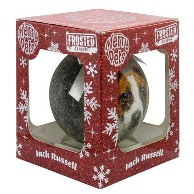 Plenty gifts Kerstbal frosted jack russel zilver