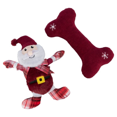 Trixie Xmas giftset bot met kerstman pluche stof