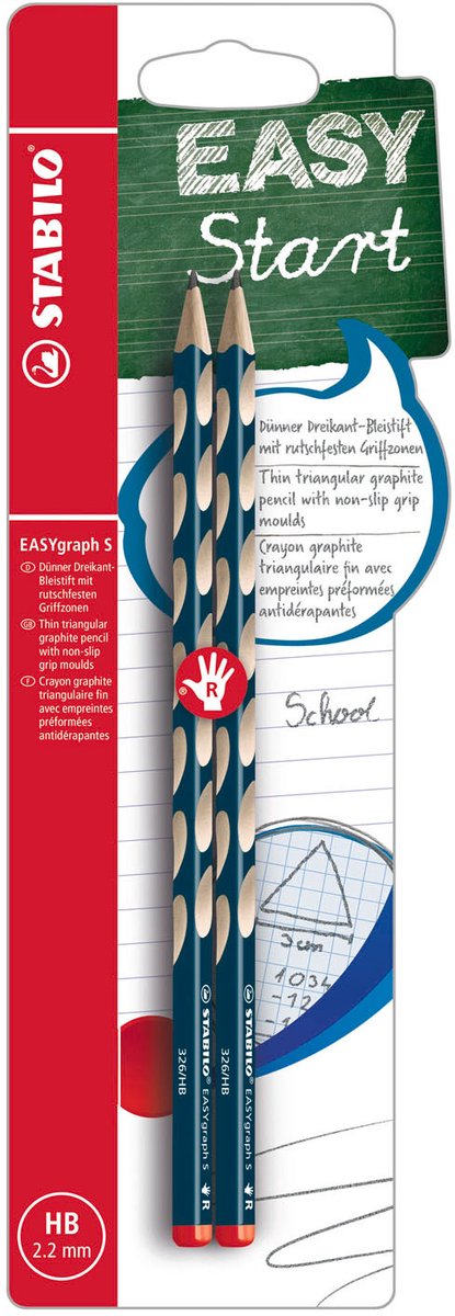Stabilo easygraph s - ergonomische grafietpotlood - rechtshandig - hb hardheid - petrol - 2 stuks