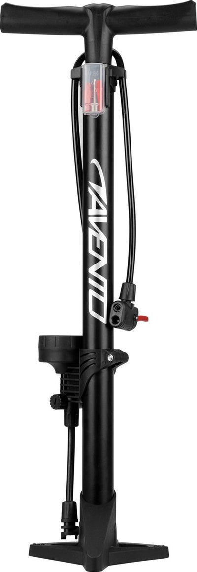 Avento fietspomp met manometer - fiets pomp voor dunlop, schrader en frans ventiel - staande pomp incl. adaptoren voor waterspeelgoed en ballen - zwart