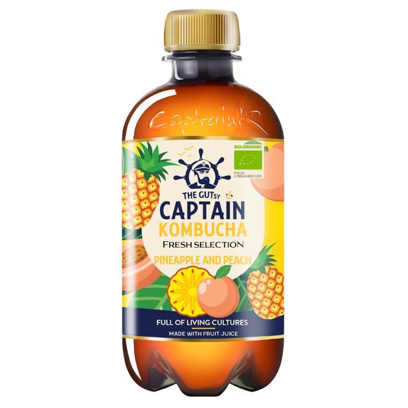The gutsy captain kombucha fresh pineapple peach bio (12x 400ml) (bol)