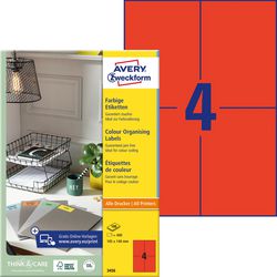 Multifunctionele etiketten avery zweckform 400 stuks rood