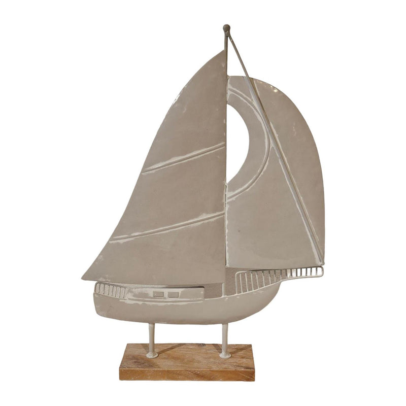 Mansion atmosphere deco zeilboot metaal hout 36x8x51,5cm
