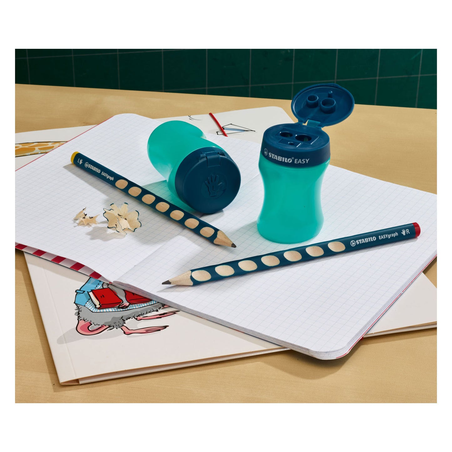 Stabilo easysharpener 3 in 1 puntenslijper links petrol