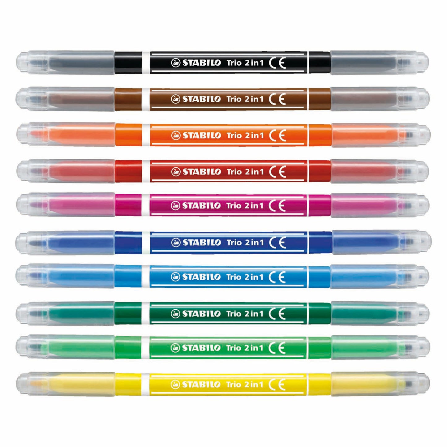 Stabilo trio 2 in 1 - viltstift en fineliner in een - set 10 stuks