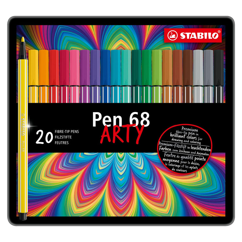 Stabilo pen 68 - viltstift - metalen doos met 20 stuks