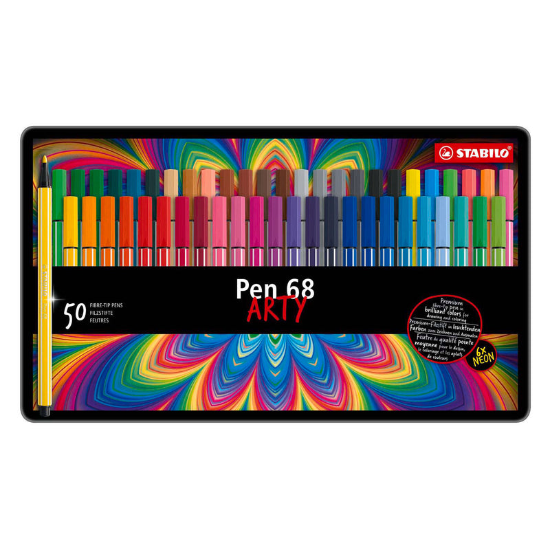 Stabilo pen 68 - viltstift - metalen doos met 50 stuks