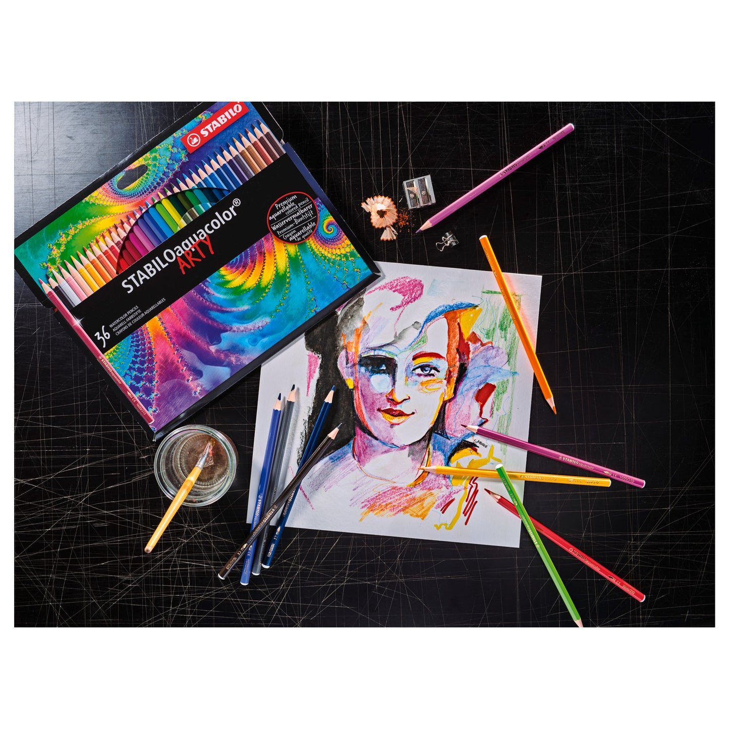 Stabilo aquacolor - aquarel kleurpotlood - metalen set 36 st.