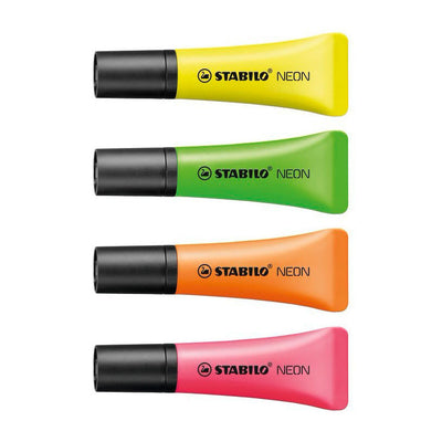Stabilo neon - markeerstift - unieke tube vorm - etui 4 kleuren