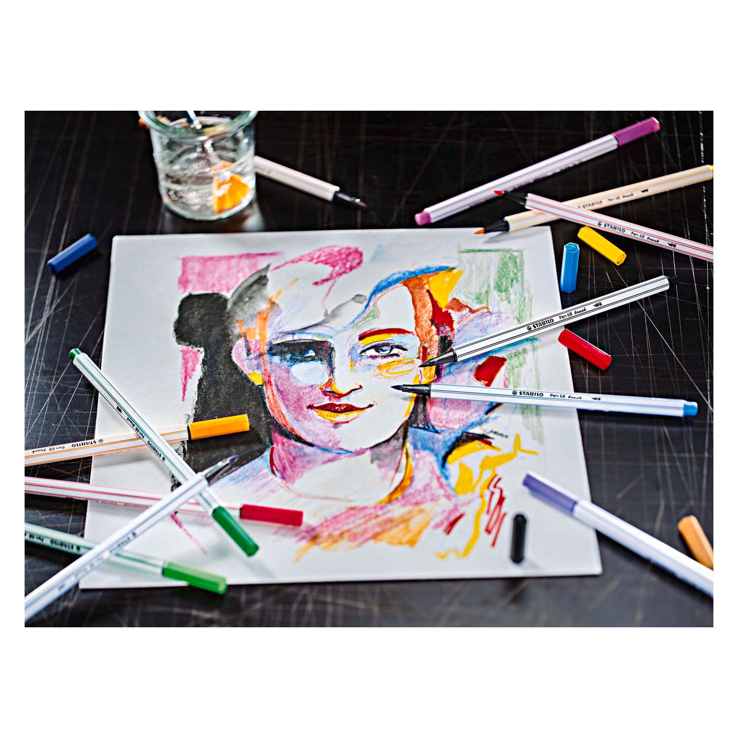 Stabilo pen 68 brush - viltstift - bleek vermiljoen (30)