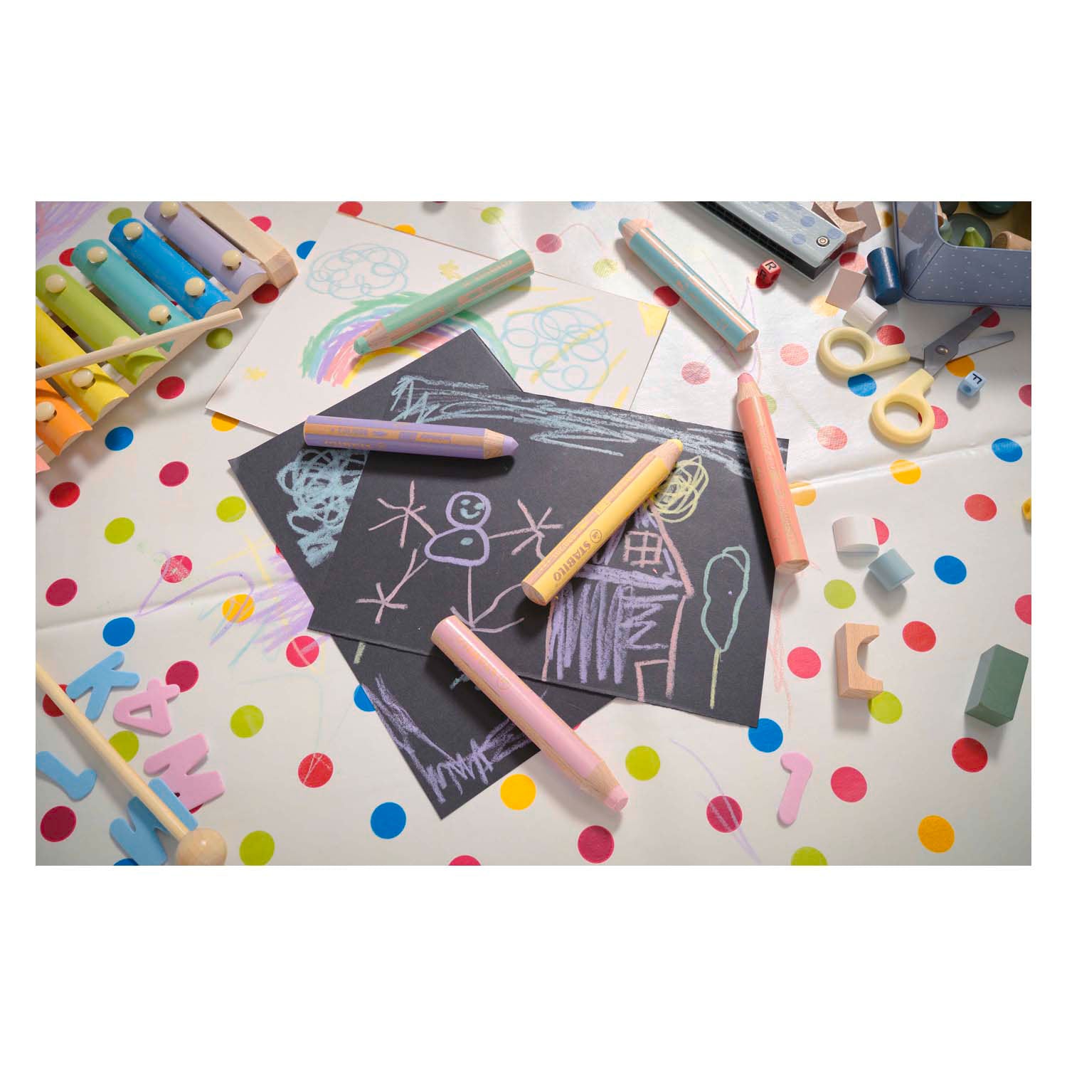 Stabilo woody 3 in 1 pastel - multi talent kleurpotloden - etui met 6 kleuren puntenslijper