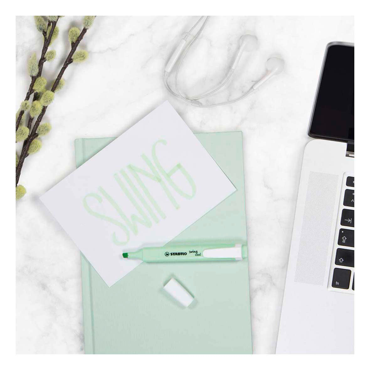 Stabilo swing cool - markeerstift - perfect voor onderweg - pastel - etui met 4 kleuren