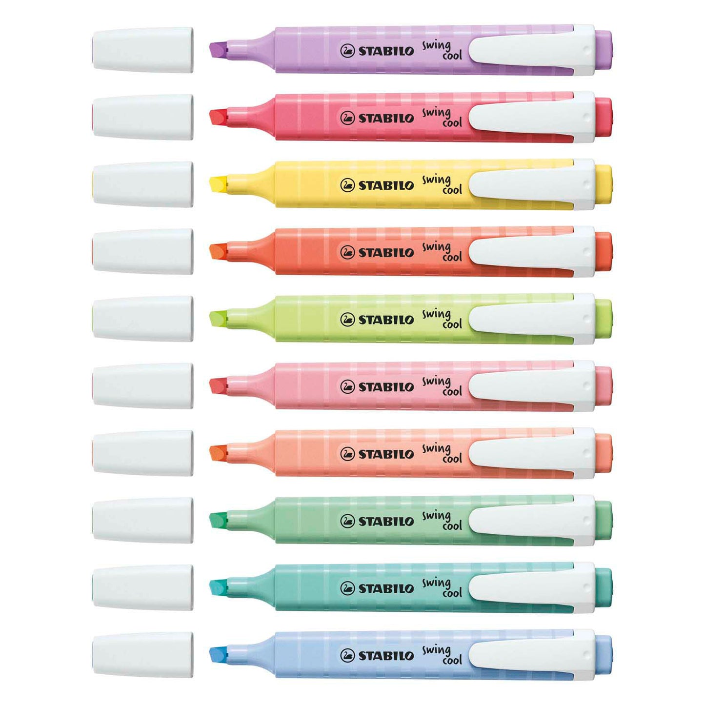Stabilo swing cool - markeerstift - perfect voor onderweg - pastel - etui met 8 kleuren