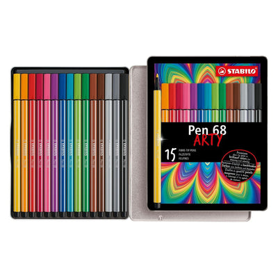 Stabilo pen 68 arty viltstiften in metalen etui - 15dlg.