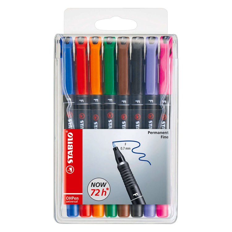 Stabilo ohpen fijn permanente marker in etui - 8dlg.