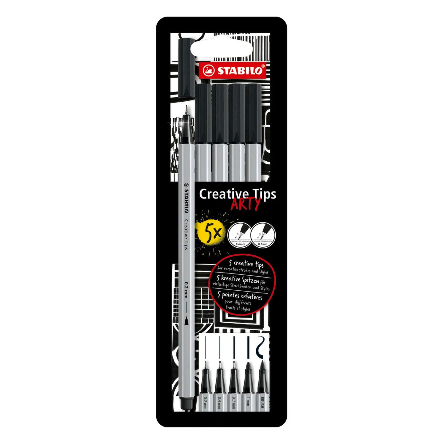Stabilo creative tips arty pennen zwart - 5dlg
