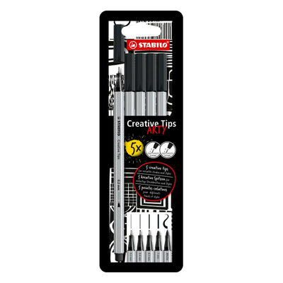 Stabilo creative tips arty pennen zwart - 5dlg