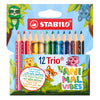 Stabilo animal vibes trio thick short kleurpotloden - 12dlg.