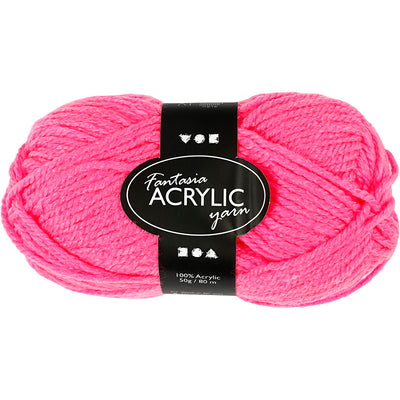 Acrylgaren Neon - Neon Roze, 50gr