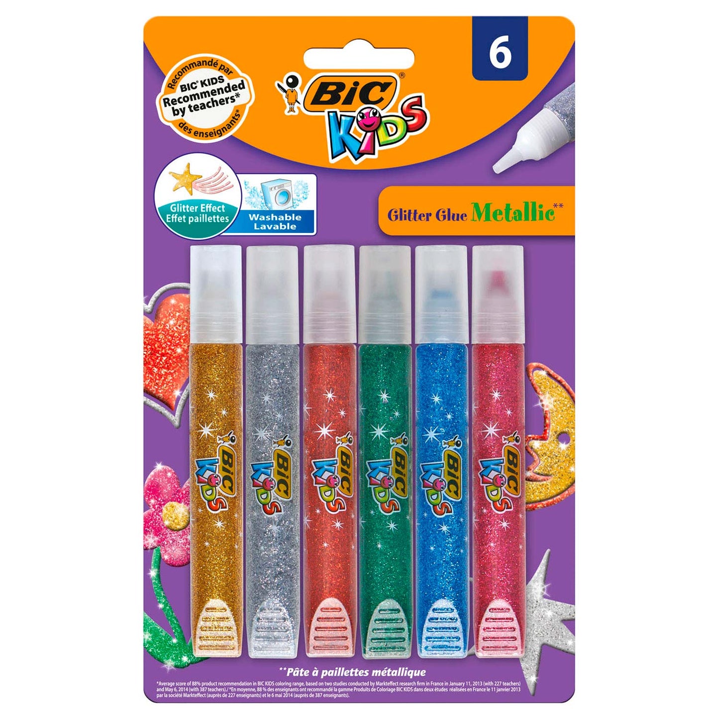 Bic kids glitterlijm metallic, 6st.