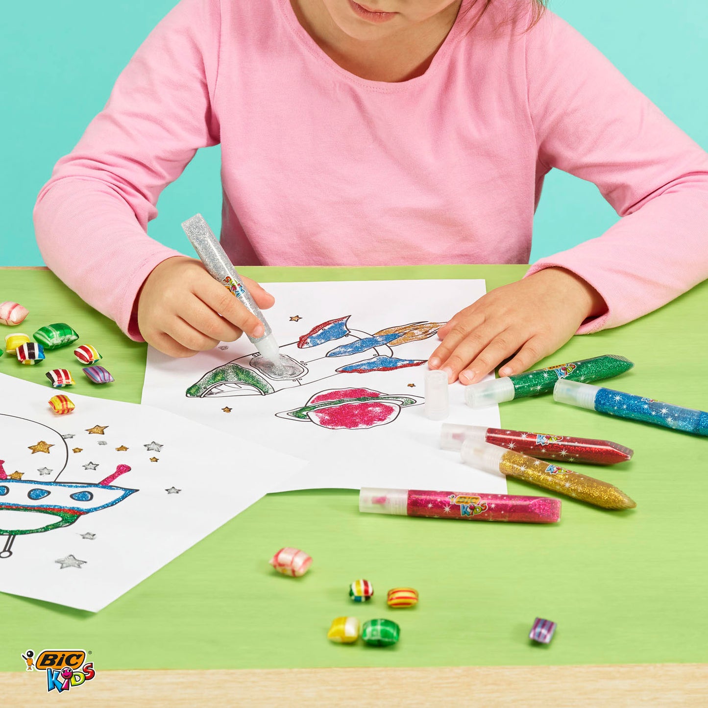 Bic kids glitterlijm metallic, 6st.