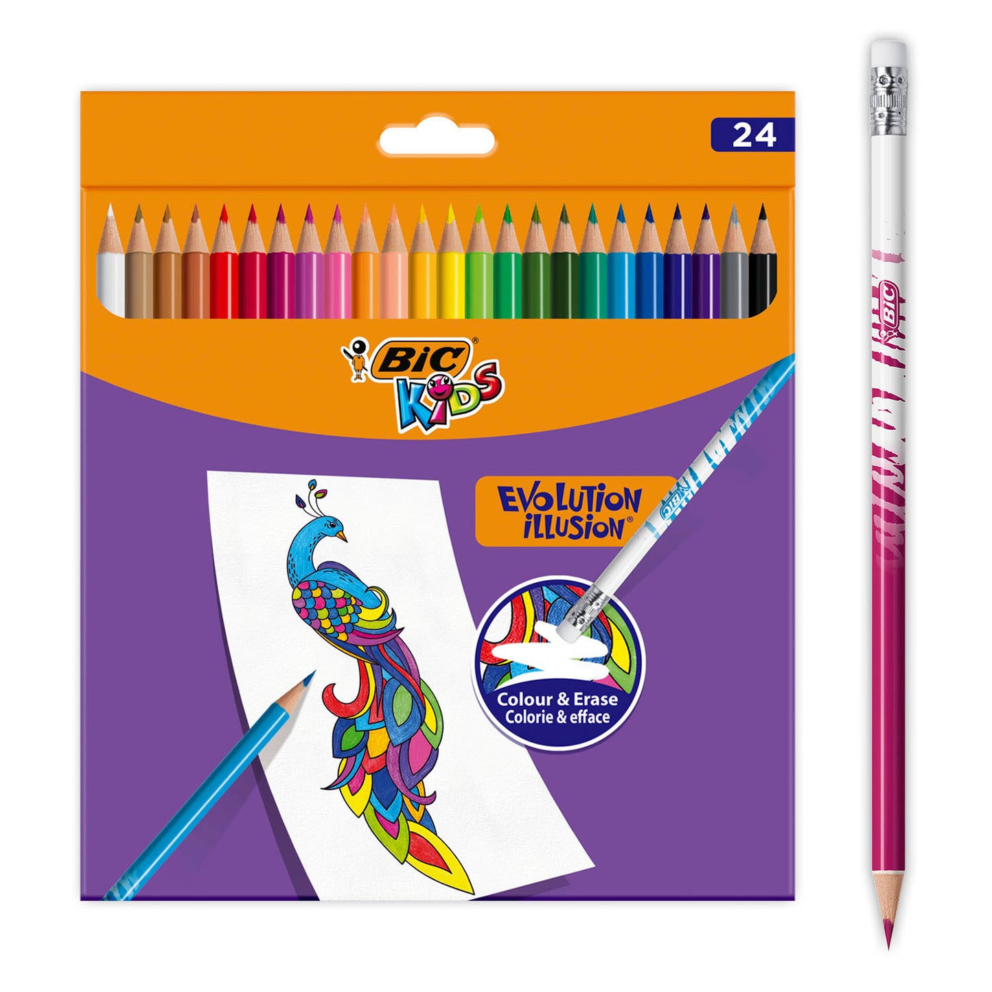 Bic kids evolution uitgumbare kleurpotloden, 24st.