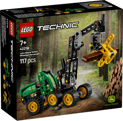Lego ® technic john deere 1470h houtoogstmachine - werkende klauw en boomstam - modelbouwspeelgoed - 42218