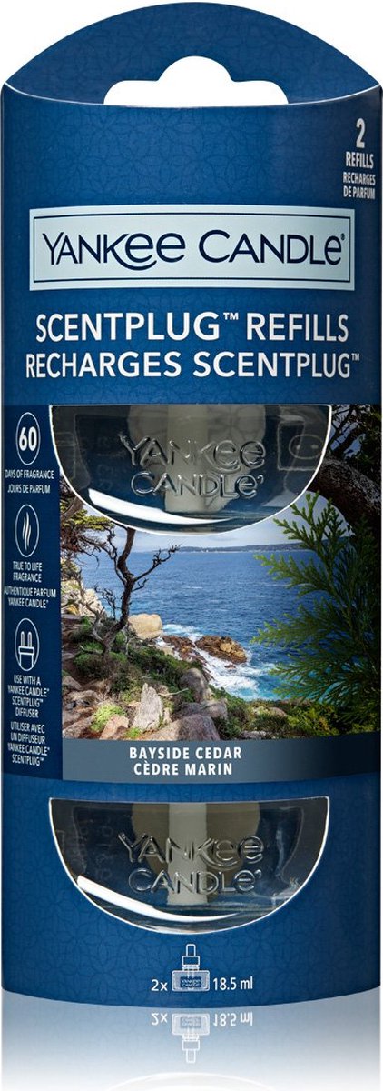Yankee candle - bayside cedar - elektrische diffuser navulling - 2 stuks