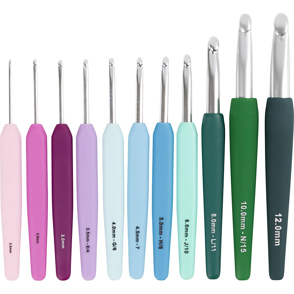 Creativ company haaknaald, 2-2,5-3-3,5-4-4,5-5-6-8-10-12 , l: 13,3+14,5+16 cm, , 11stuks