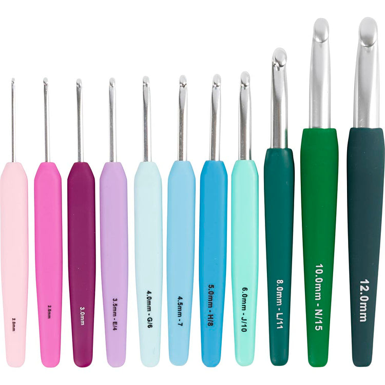 Creativ company haaknaald, 2-2,5-3-3,5-4-4,5-5-6-8-10-12 , l: 13,3+14,5+16 cm, , 11stuks