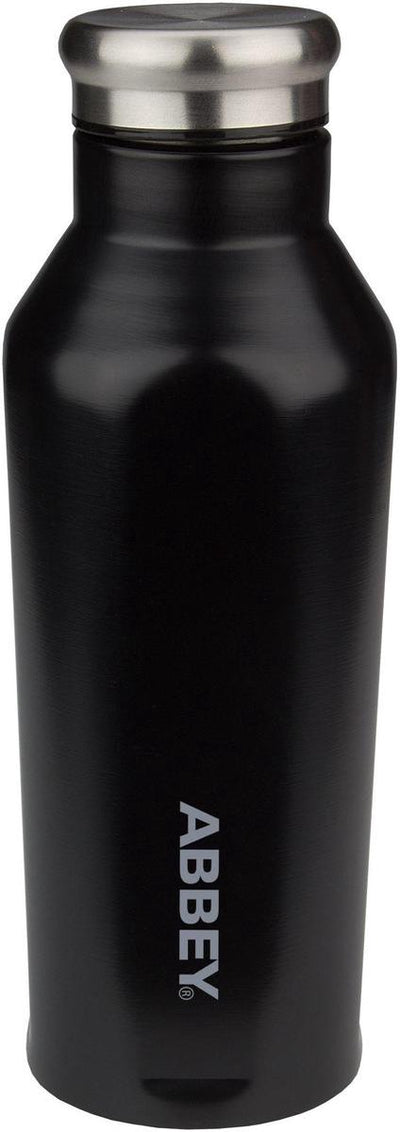 Abbey camp drinkfles - dubbelwandig - 350 ml - zwart - roestvrijstaal